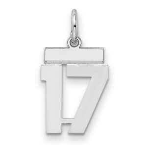 Sterling Silver, Athletic Collection, Small Polished Number 17 Pendant